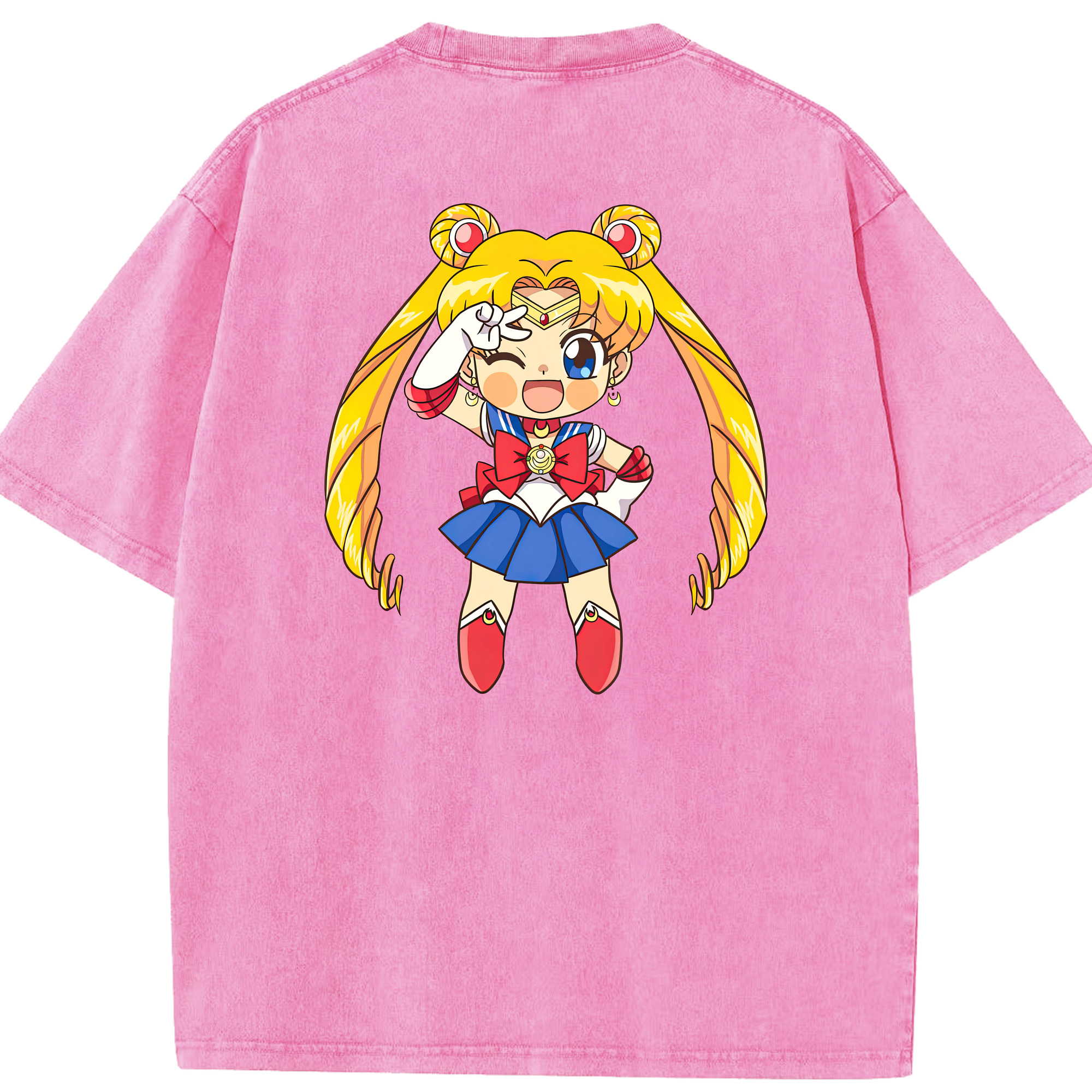 （画像用） 美少女戦士セーラームーン 月野 うさぎ つきの うさぎ Sailor Moon Tsukino Usagi 綿100% ヴィンテージ風 半袖Tシャツ（背面プリント）